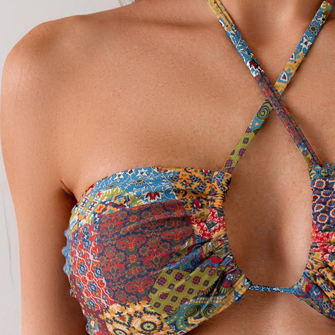 Damen Bandeau-Bikini-Set mit raffinierten Bindebändern R&B