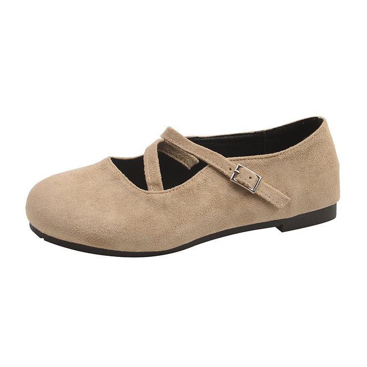 Damen Bequeme Ballerinas mit Querriemen und Schnallenakzent R&B