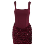 Damen Glamouröses Partykleid mit Pailletten und Raffung R&B