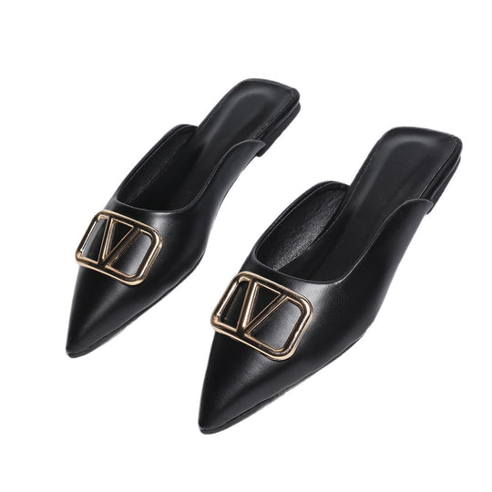 Damen elegante Slingback Mules mit modischen Metallakzenten R&B