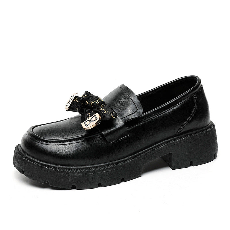 Damen modische Chunky Loafers mit dekorativen Schleifen und stabiler Laufsohle R&B