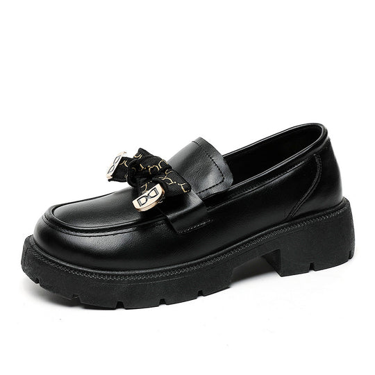 Damen modische Chunky Loafers mit dekorativen Schleifen und stabiler Laufsohle R&B