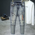 Herren modische Ripped Jeans mit kreativen Steppnähten R&B