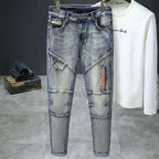 Herren modische Ripped Jeans mit kreativen Steppnähten R&B