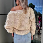 Strickjacke Damen flauschig mit Knopfdetails und weichen Ärmeln