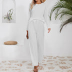 Damen Lässiges Lounge-Set aus leichtem Rippmaterial mit elastischem Bund R&B