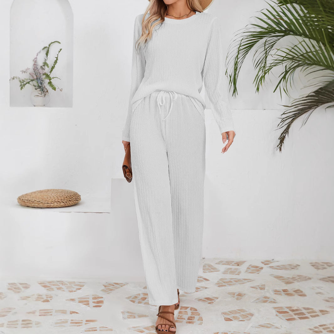 Damen Lässiges Lounge-Set aus leichtem Rippmaterial mit elastischem Bund R&B