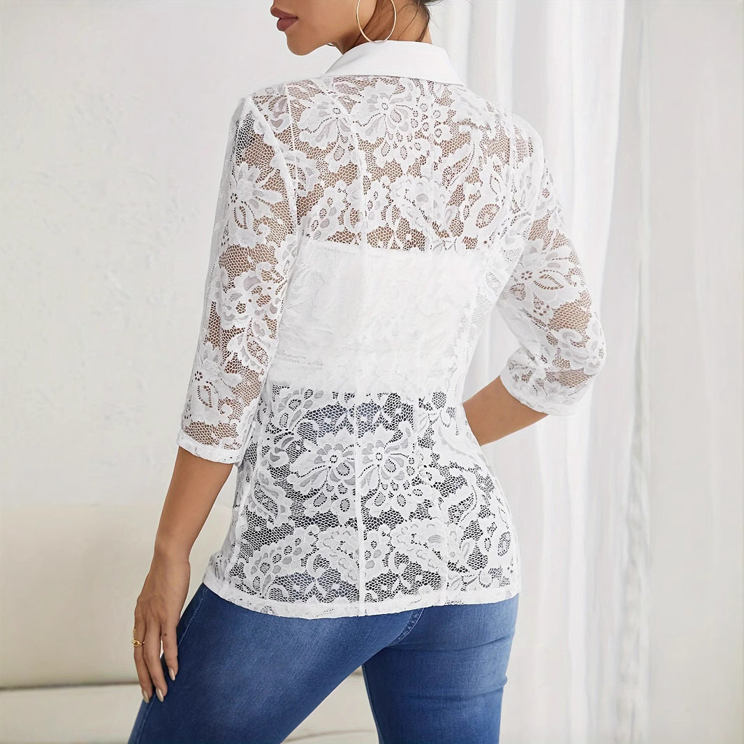 Damen Blazer mit Spitzenärmel und eleganter Passform R&B