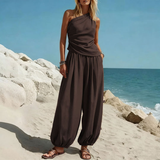 Damen Elegantes Einteiler-Outfit mit Fließendem Schnitt und One-Shoulder-Design R&B