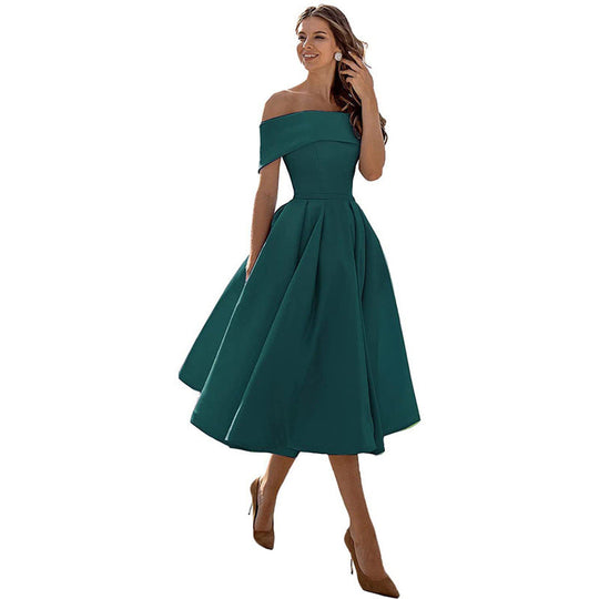 R&B | Legere Mode Satin Cocktailkleid Ohne Träger