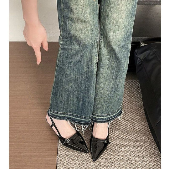 Damen Slingback Pumps mit spitzem Design und glänzender Oberfläche R&B