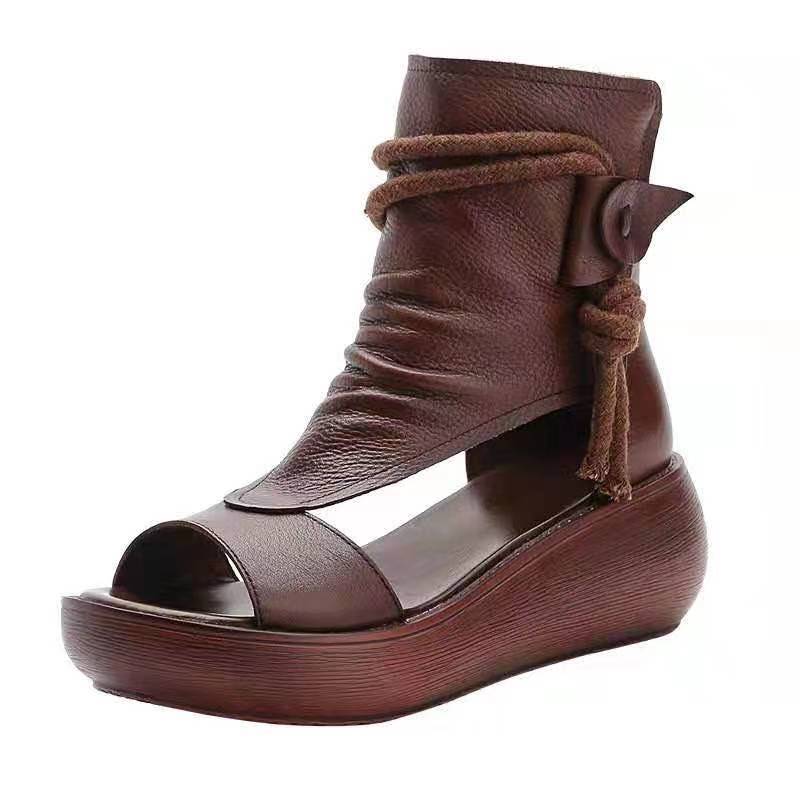 Damen modische Plateau-Sandaletten mit innovativem Riemen-Design R&B