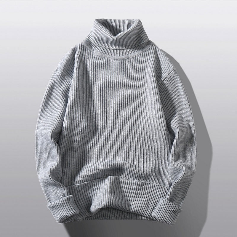 Herren bequemer Rollkragenpullover aus strukturiertem Strick R&B