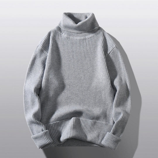 Herren bequemer Rollkragenpullover aus strukturiertem Strick R&B