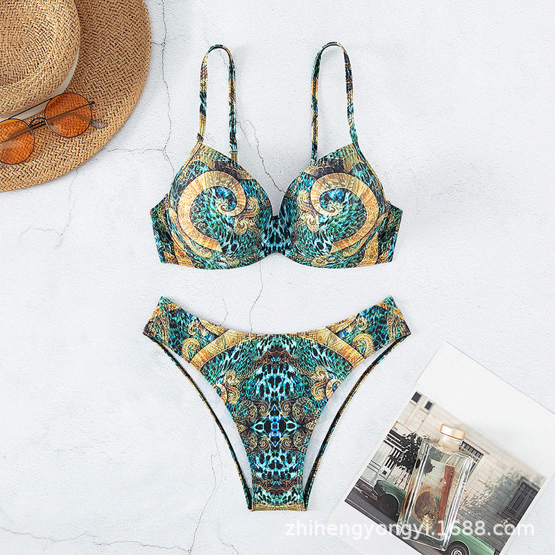 Damen Designer-Bikini mit elegantem Tiermuster R&B