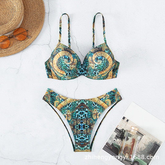Damen Designer-Bikini mit elegantem Tiermuster R&B
