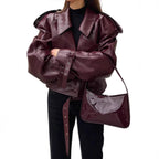 Damen Kunstlederjacke im Oversized-Design mit Riemen und neuen Details R&B