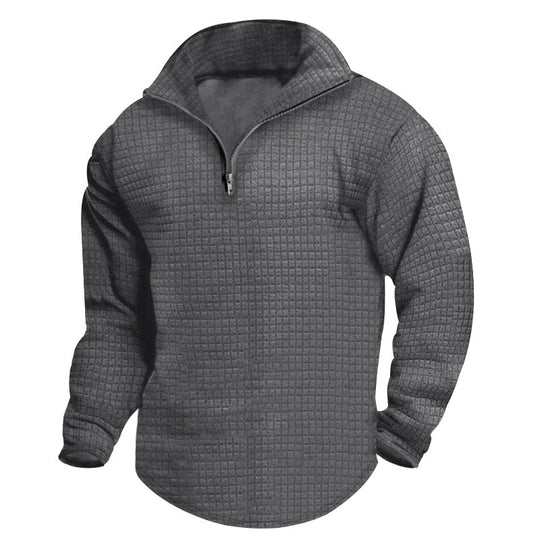 Herren nan gesteppter Thermo-Halbzip mit Waffelstruktur, gebürstetem Futter und abgerundetem Saum R&B