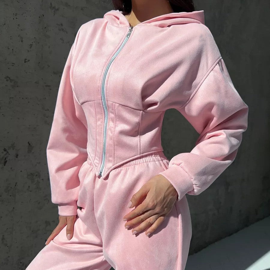 Damen Lässiger Utility-Jumpsuit mit hohem Kragen und Reißverschluss R&B