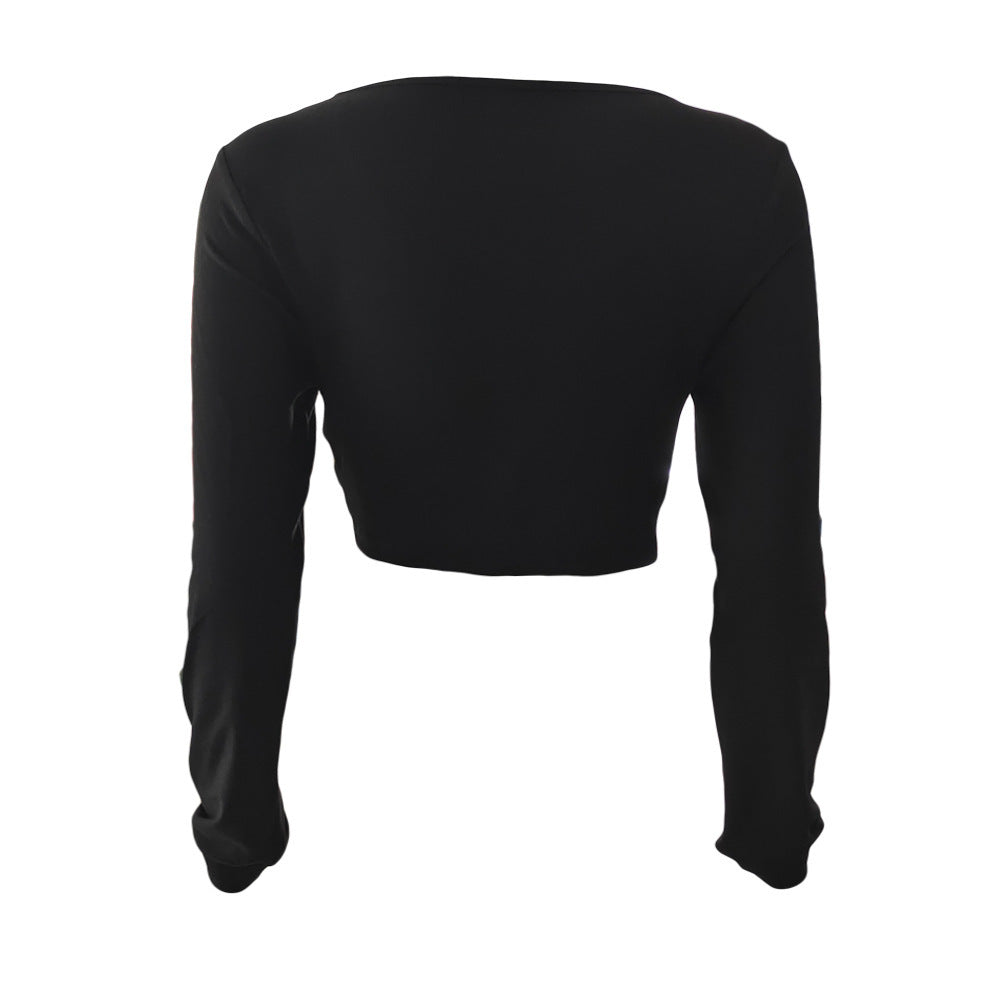 Damen Crop-Top mit Raffung und V-Ausschnitt R&B