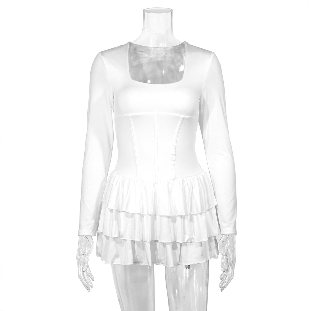 Damen Raffiniertes Wickelkleid mit Rüschendetails und tiefem Ausschnitt R&B