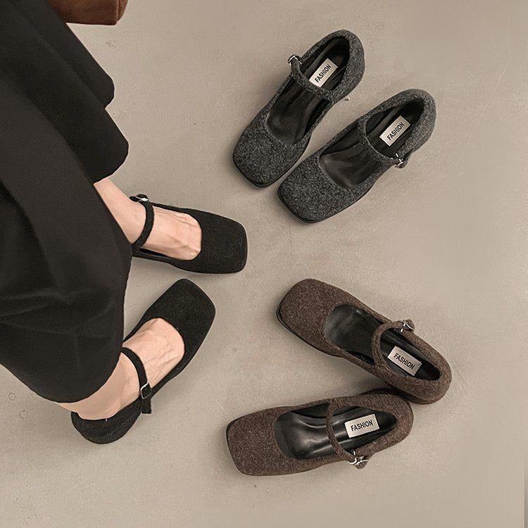 Damen Ballerina-Schuhe mit modischem Riemchen und hochwertiger Oberflächenstruktur R&B