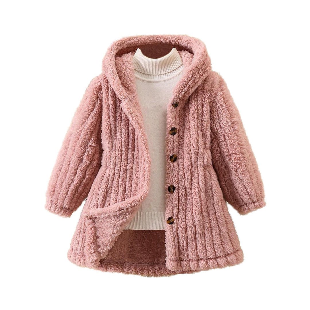 Damen Kuschelige Teddyjacke mit Kapuze und Knopfverschluss R&B