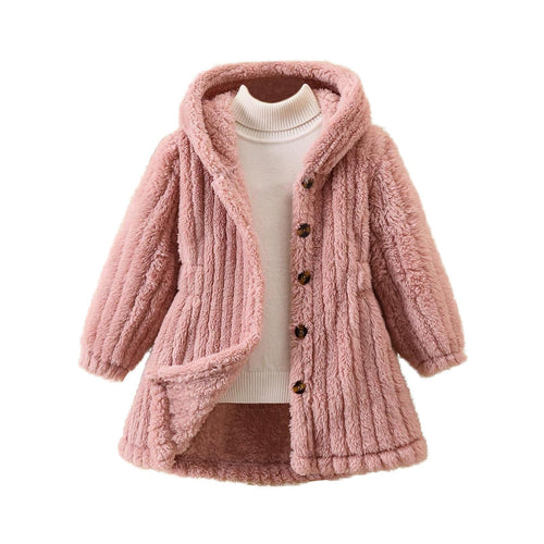 Damen Kuschelige Teddyjacke mit Kapuze und Knopfverschluss R&B