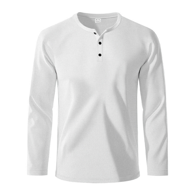 Herren Langarm-Henley-Shirt aus atmungsaktivem Strukturstoff R&B