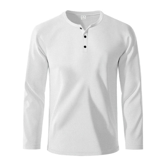 Herren Langarm-Henley-Shirt aus atmungsaktivem Strukturstoff R&B