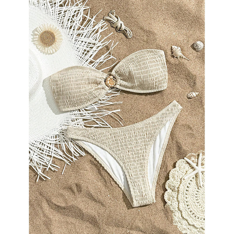 Damen Bandeau-Bikini mit geschmeidigem Rüschendesign