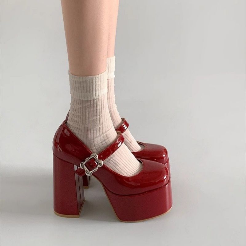 Damen Plattform Pumps mit eleganter Schnalle R&B