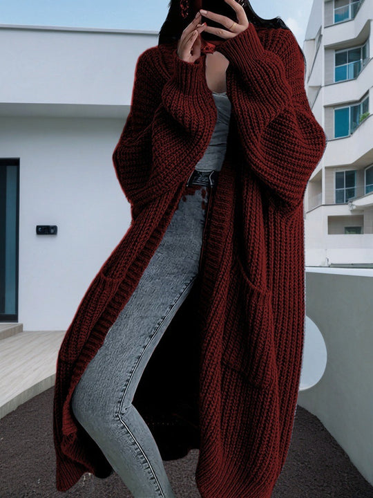 Damen Großer Strickcardigan mit lässiger Passform und großen Taschen R&B