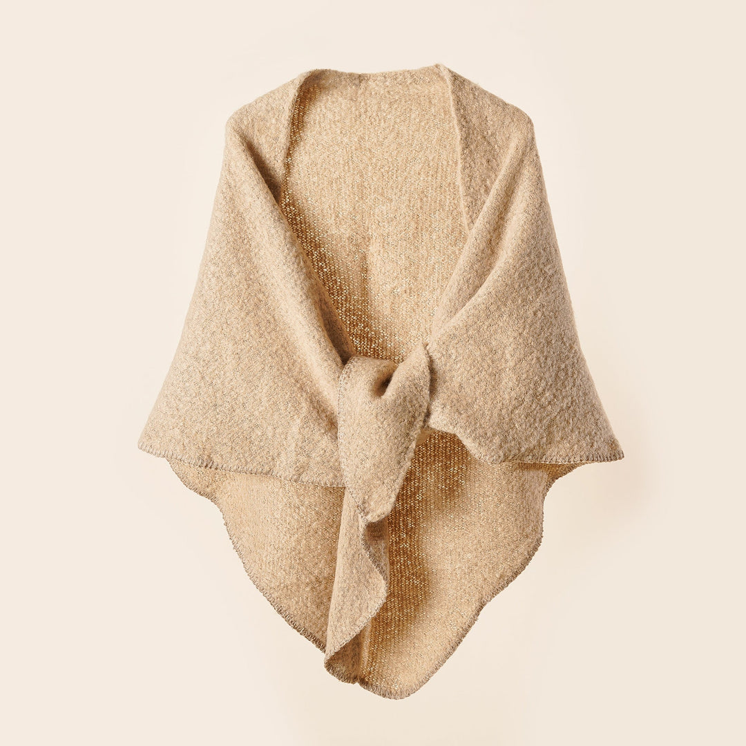Damen Kuscheliger Wickelponcho mit Modernen Fransen und Elegantem Design R&B