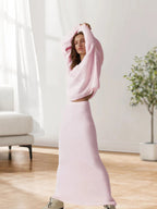 Damen Oversized Strickpullover mit hohem Bund und seitlicher Naht R&B