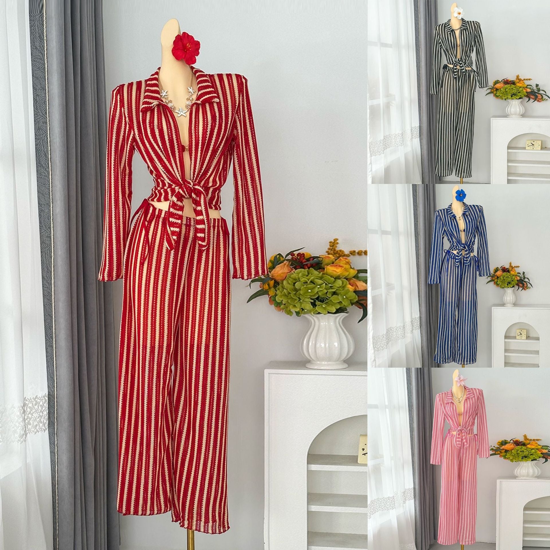 Damen Jumpsuit mit modischem Bindegürtel R&B