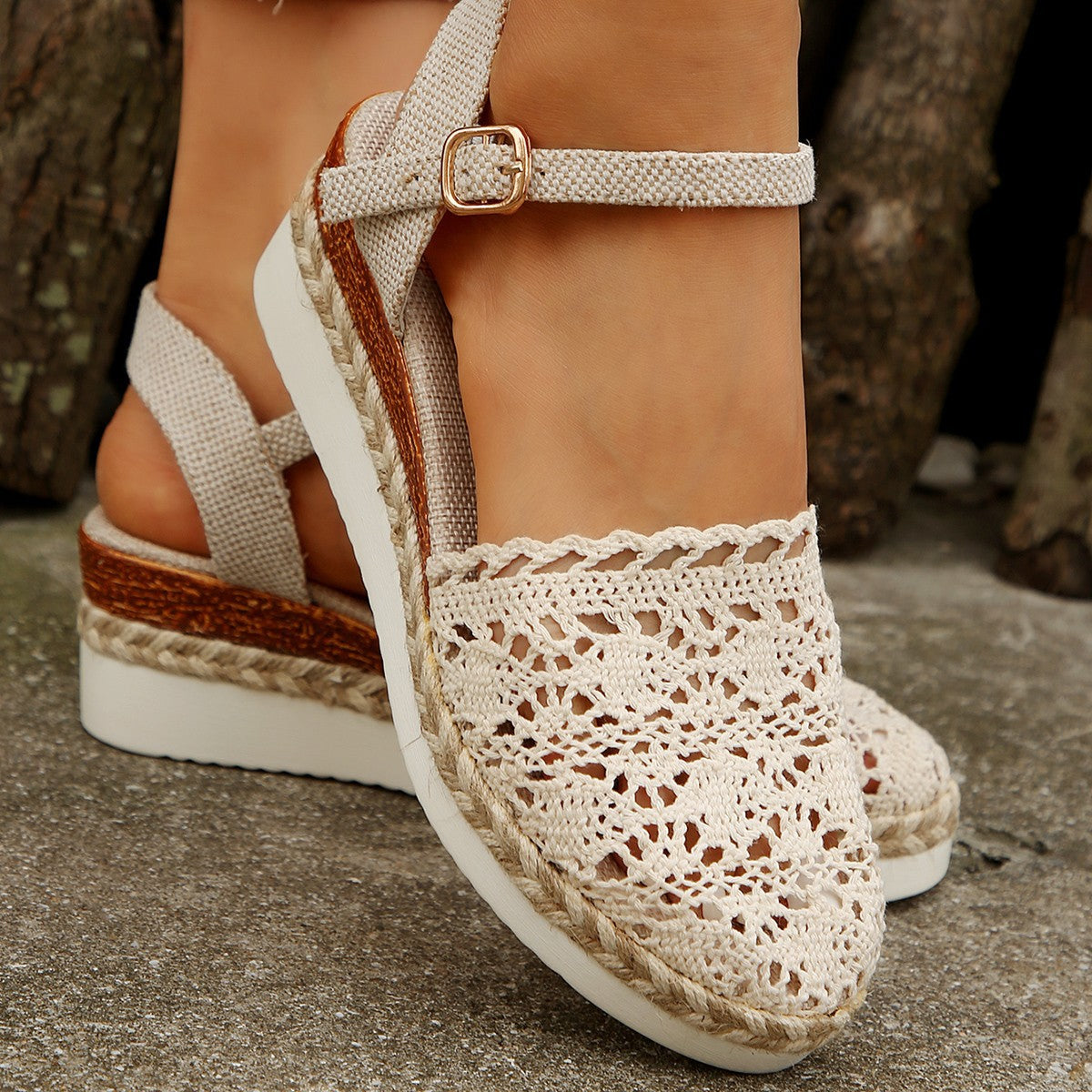 Damen Espadrilles mit elegantem Häkel-Design und komfortabler Sohle R&B