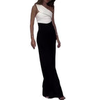 Damen Eleganter Jumpsuit mit asymmetrischem Schnitt und weitem Bein R&B
