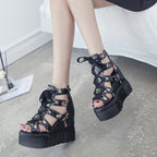 Damen Wedge-Sandaletten mit modischem Floral-Design und elastischen Riemen R&B