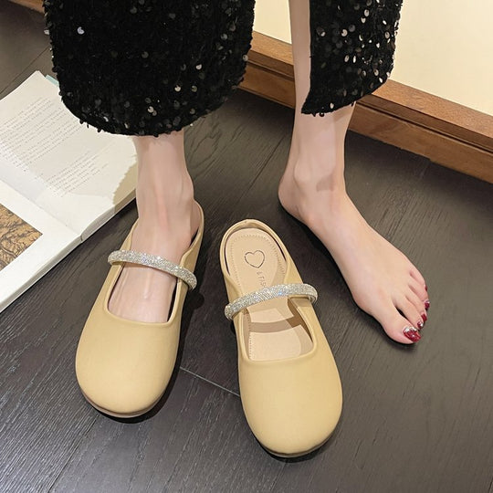 Damen elegante Mules mit funkelndem Riemen R&B