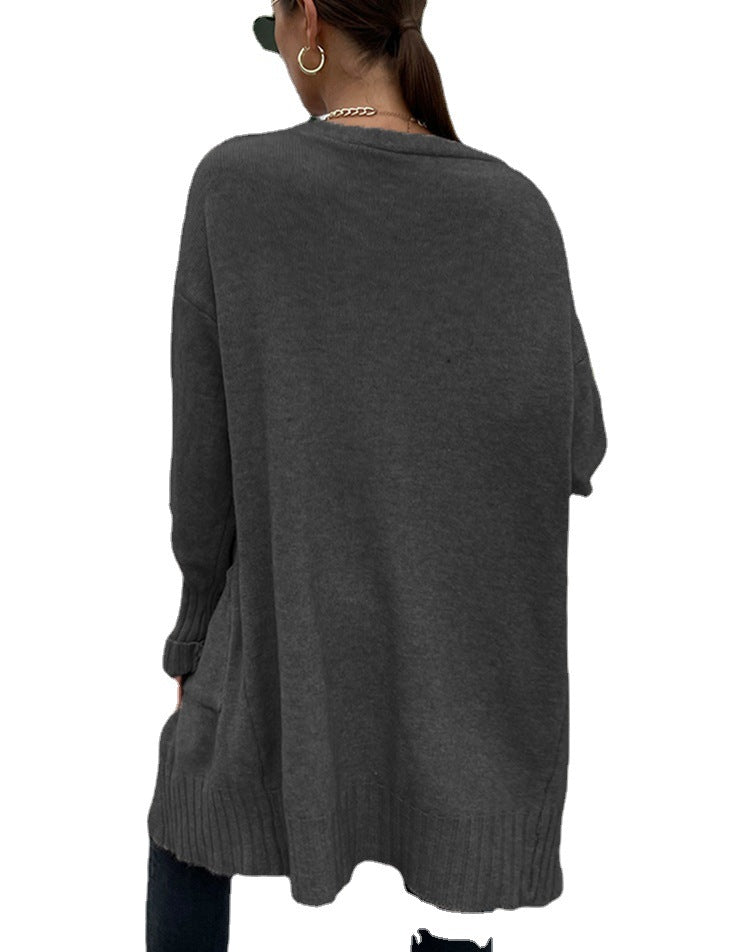 Damen Strickcardigan mit legerem Schnitt und tiefen Taschen R&B