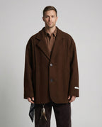 V37 Herren Wolljacke Kurzmantel Britischer Stil Herbst Winter Lockerer Schnitt