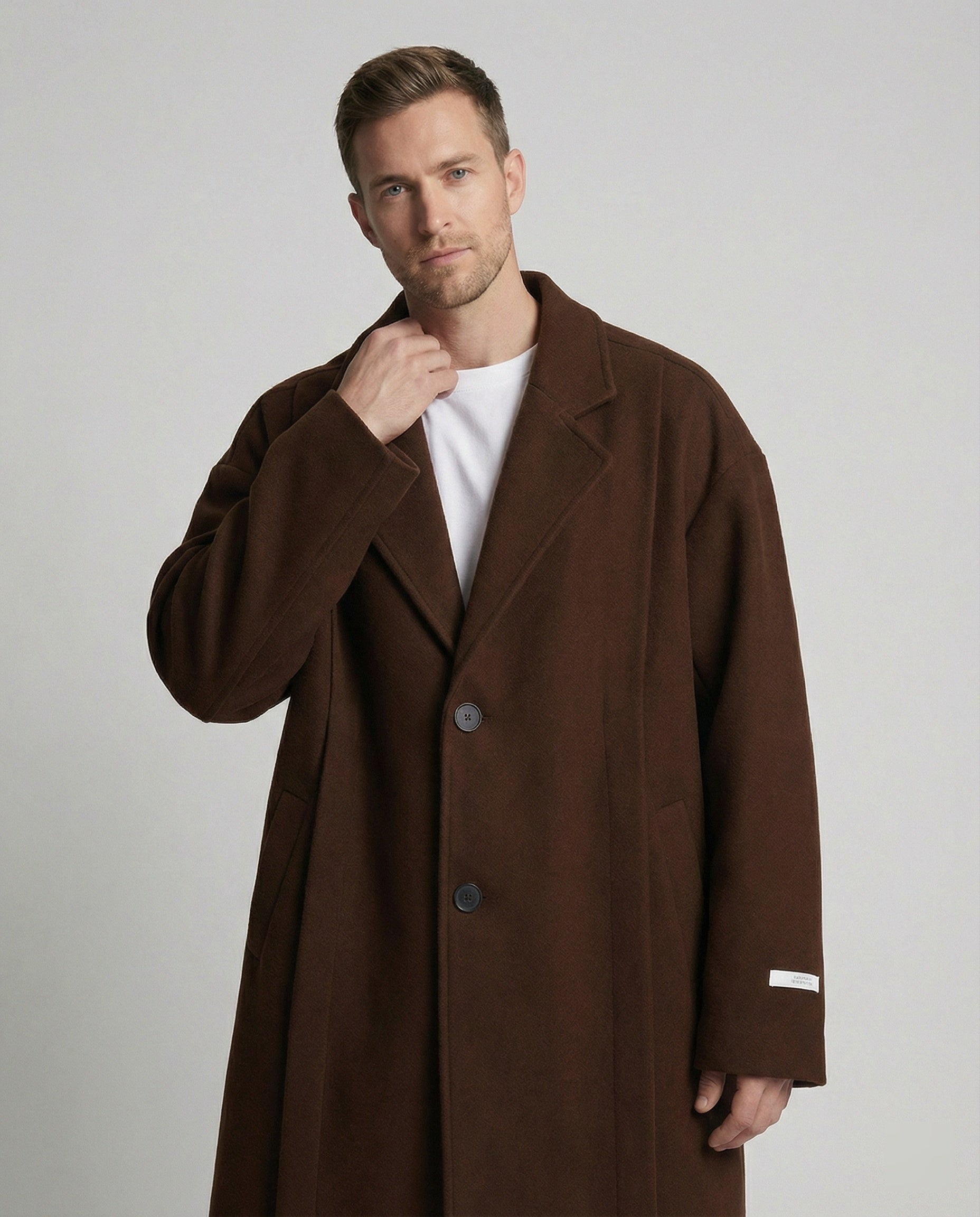 V37 Herren Wolljacke Kurzmantel Britischer Stil Herbst Winter Lockerer Schnitt