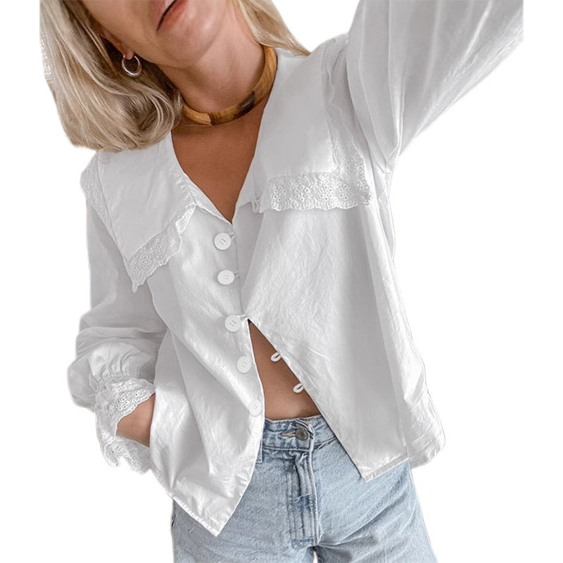 Damen Bluse mit großen Spitzeneinsätzen R&B