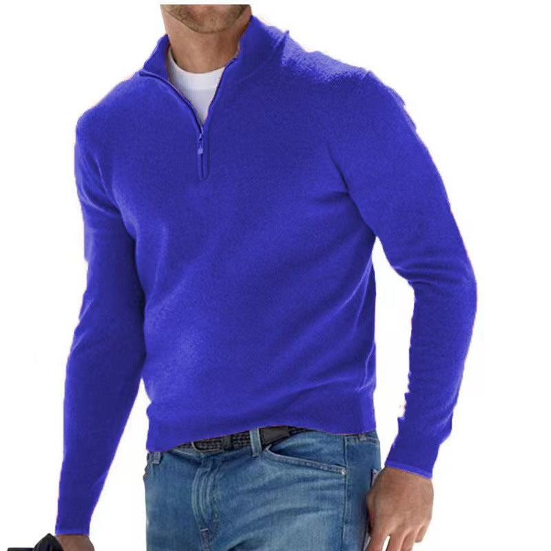 Herren Strickpullover mit modernem Stehkragen und praktischem Zipper R&B