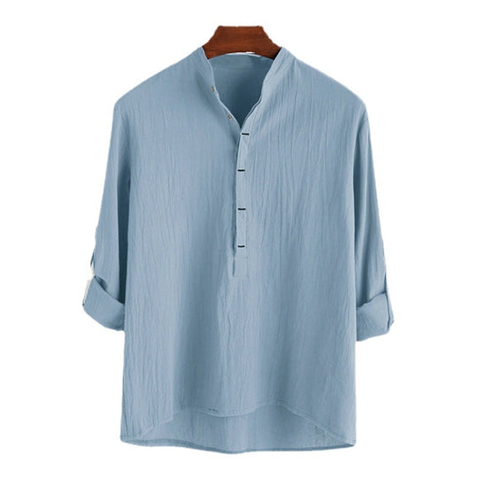 Herren Langarm-Henley-Hemd mit feinen Knopfdetails und lässigem Schnitt R&B