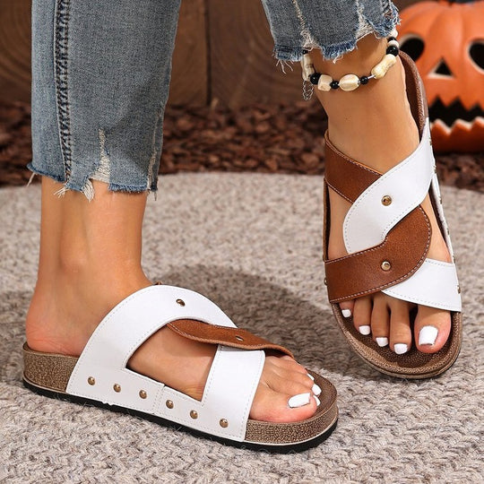 Damen Riemchen-Sandalen mit dekorativen Nieten R&B