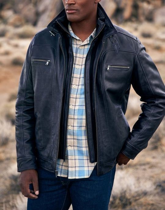 Herren lässige jacke mit modernem Stehkragen und vielseitigen Taschen R&B