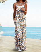 R&B | Verstellbarer Schultergurt Druck lässig Hosenträger floral Jumpsuit