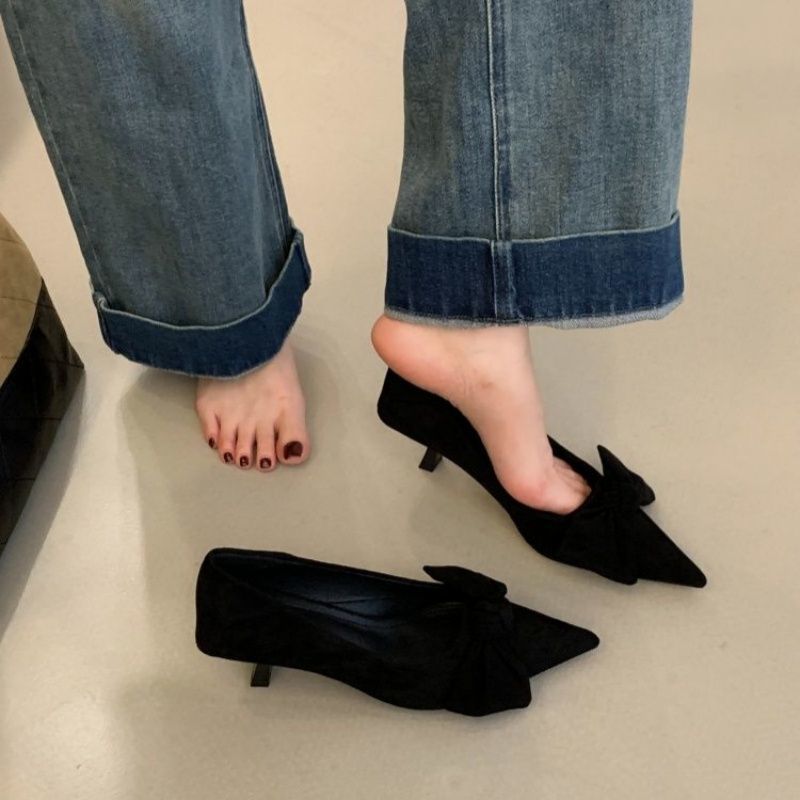 Damen elegante spitze Pumps mit zarter Schleifenverzierung R&B